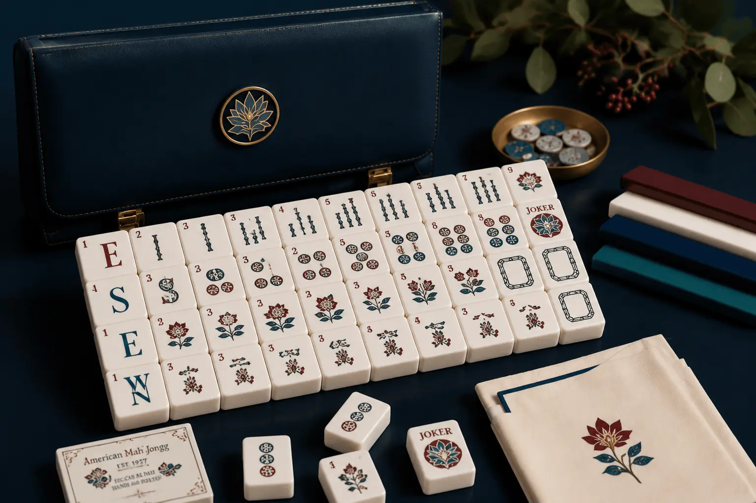 Home 3 Custom American Mahjong set with luxury case and personalized tile design