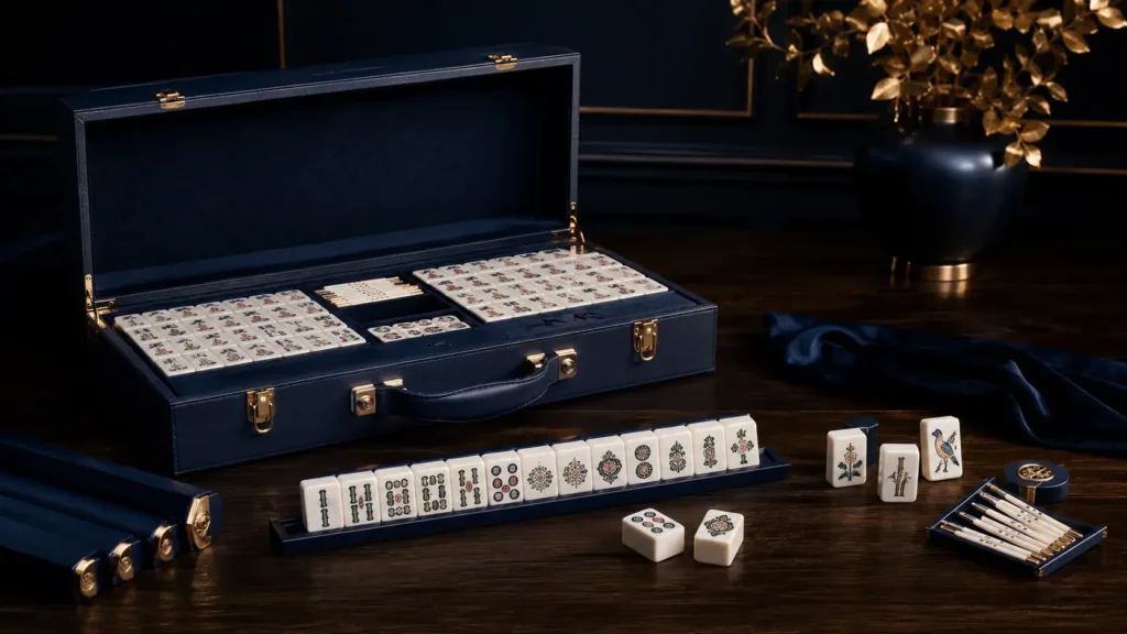 Premium Mahjong set with luxury case and complete accessories for brand collections