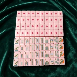 Pink Summer Double-Carved Acrylic Mahjong Tiles - Pattern Close-up