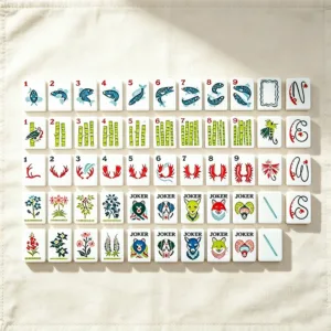 Double Carving Animal Mahjong Tiles Scattered Arrangement