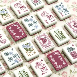 Three-Layer Floral Mahjong Tiles Table Layout