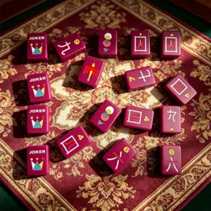Neon Purple Mahjong Tiles on Decorative Cloth