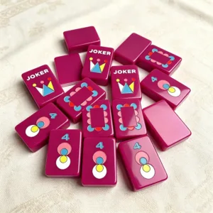 Neon Purple Mahjong Tiles Stacked Arrangement