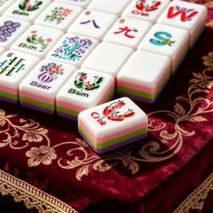 Four-Layer Purple Boots Mahjong Tiles Table Display