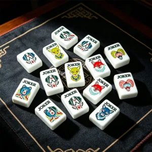 Double Carving Animal Mahjong Tiles Close-Up Detail