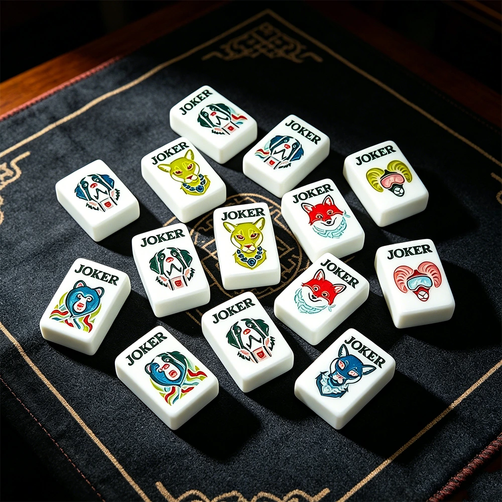 Double Carving Animal Mahjong Tiles Close-Up Detail