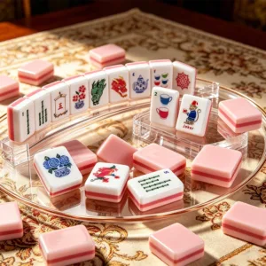 Pink Monkey Mahjong Tiles Close-Up Display