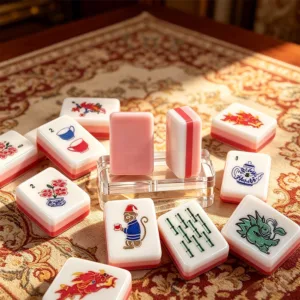 Pink Monkey Mahjong Tiles Table Display