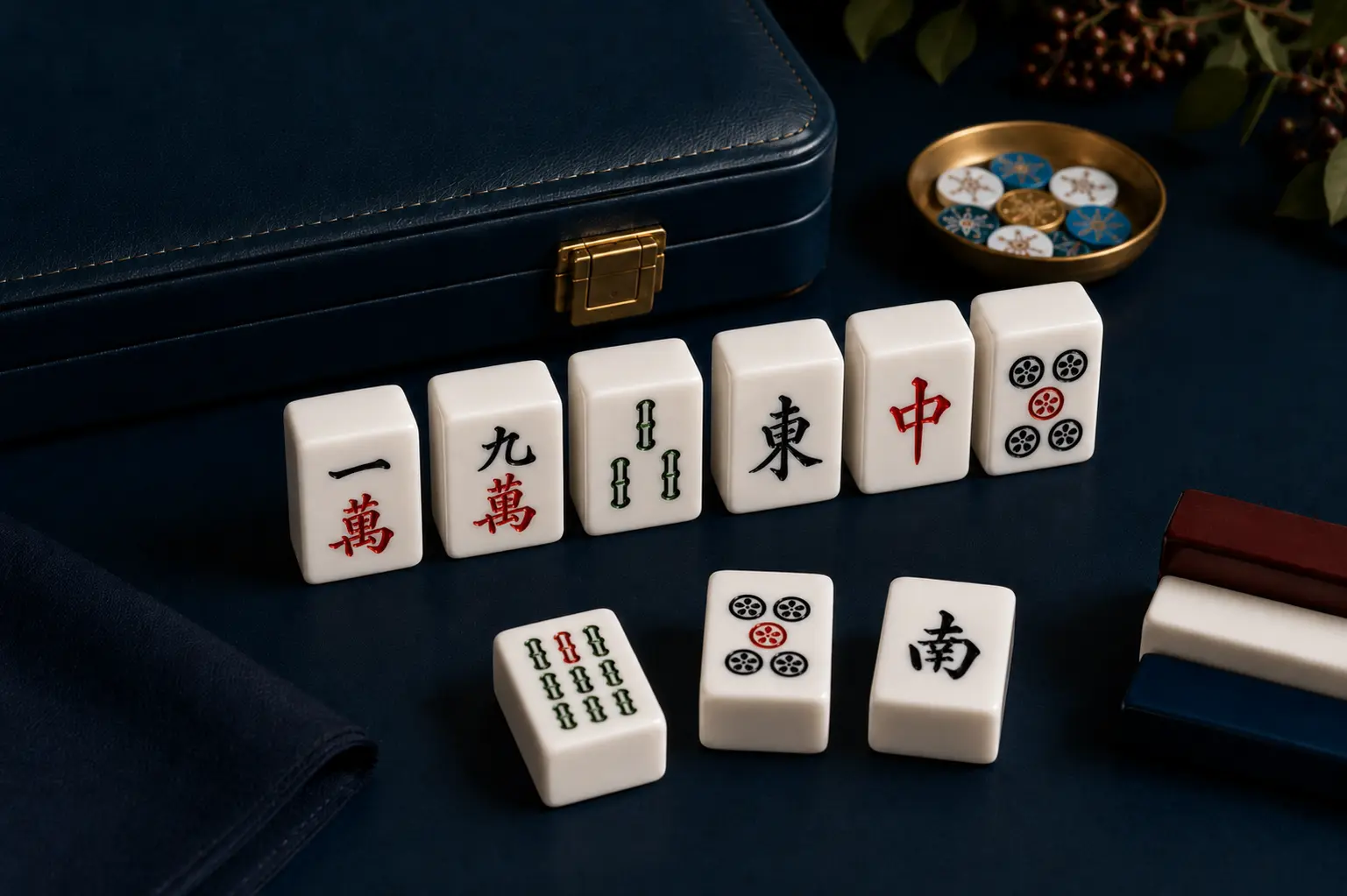 Premium Mahjong tiles with elegant design and luxury storage case