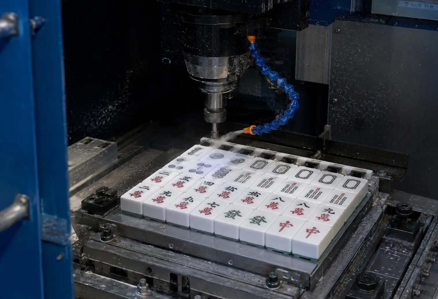 Mahjong tile manufacturing process with CNC machining and factory production