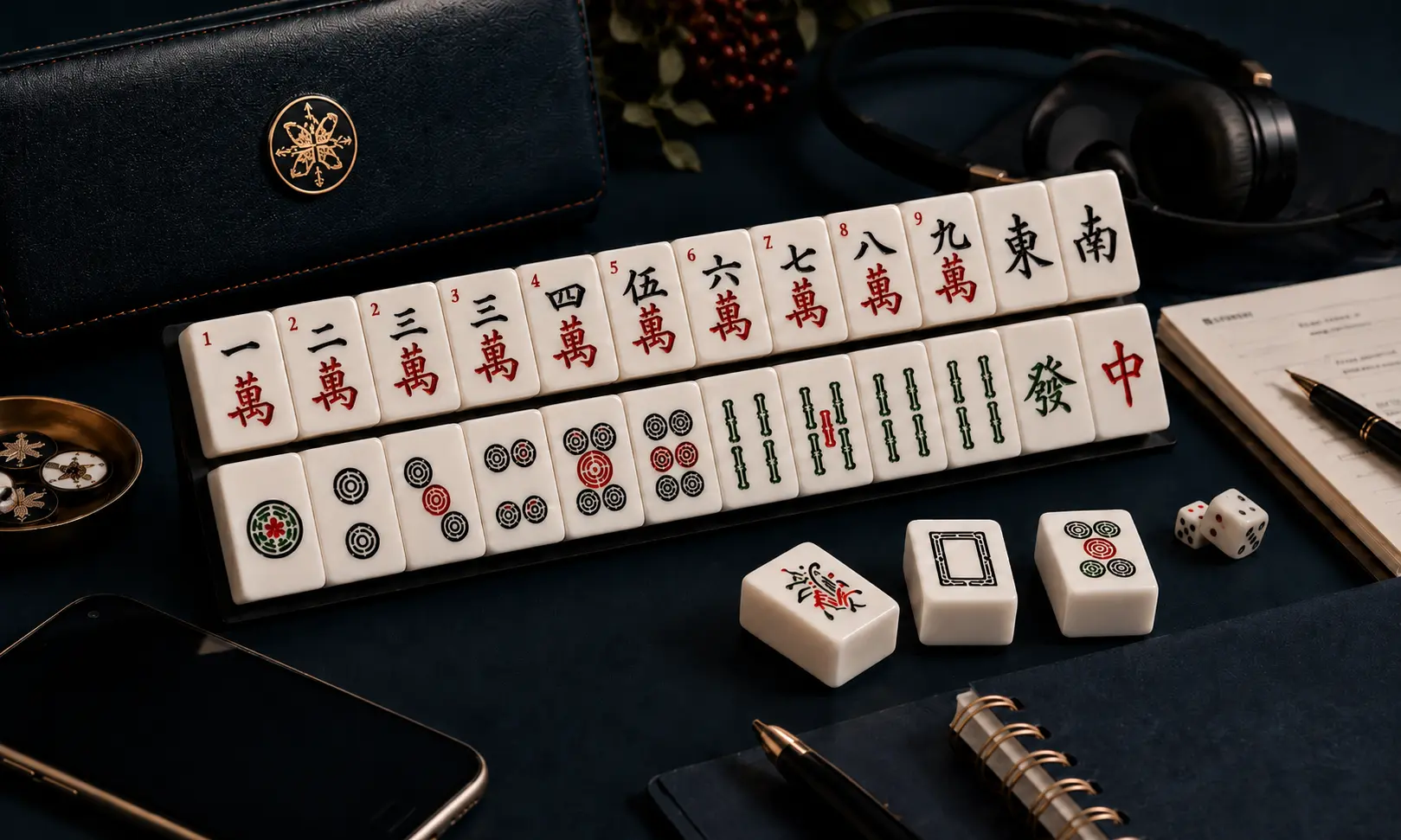 Luxury Mahjong tile set with premium tiles and elegant storage accessories