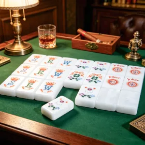 Pearl Shell Mahjong Tiles Evening Ambiance Scene