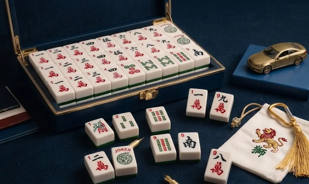 Luxury Mahjong tile set with premium acrylic tiles and elegant storage case