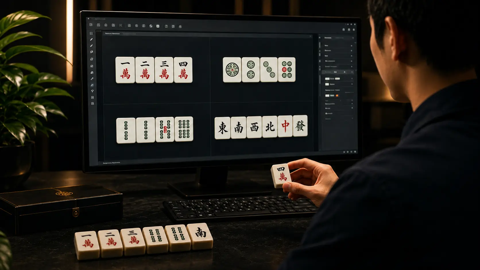 Custom Mahjong tile design process with digital artwork development and product customization