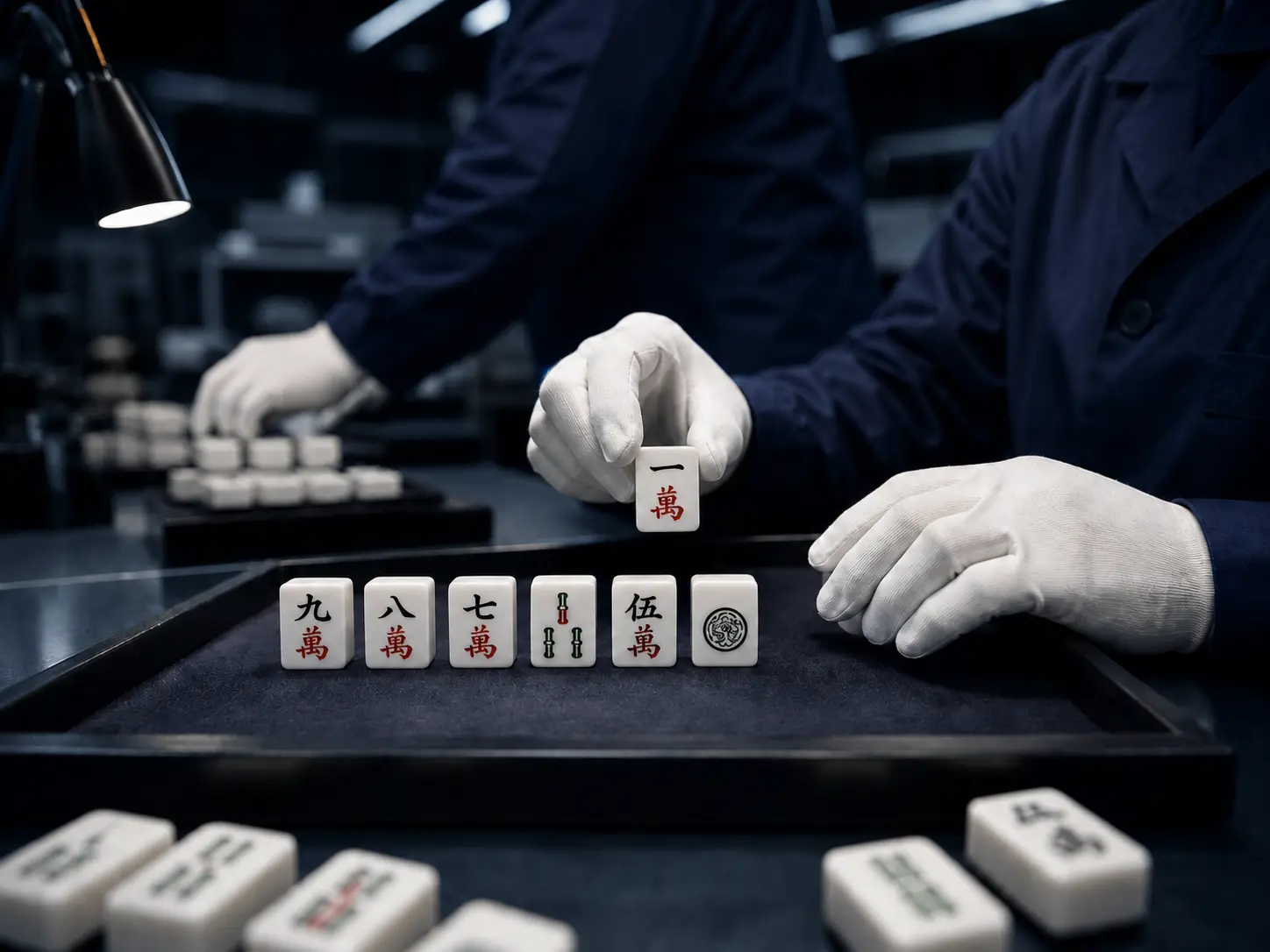 Mahjong tile quality inspection process with professional factory workers