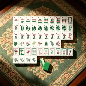 Three-Layer Green Pink Mahjong Tiles Close-Up Detail