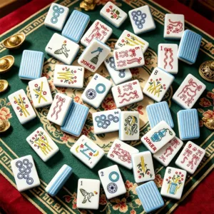 Ribbon Lady Mahjong Tiles Styled Display