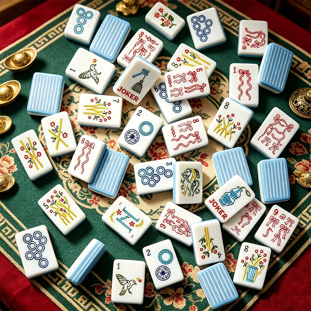 Ribbon Lady Mahjong Tiles Styled Display
