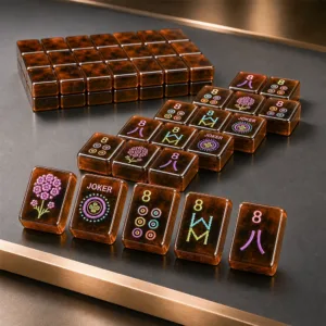 Single-Layer Tortoiseshell Acrylic Mahjong Tiles Arranged Set