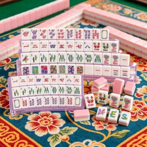 Pink Boots Mahjong Tiles Grid Display