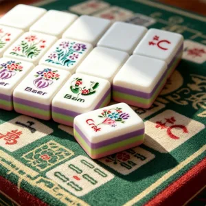 Pink Boots Mahjong Tiles Close-Up Display