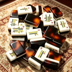 Double-Layer Tortoiseshell Mahjong Tiles Scattered Arrangement
