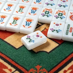 Pearl Shell Mahjong Tiles on Game Table