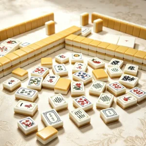 Ginger Yellow Acrylic Mahjong Tiles Arranged on Table