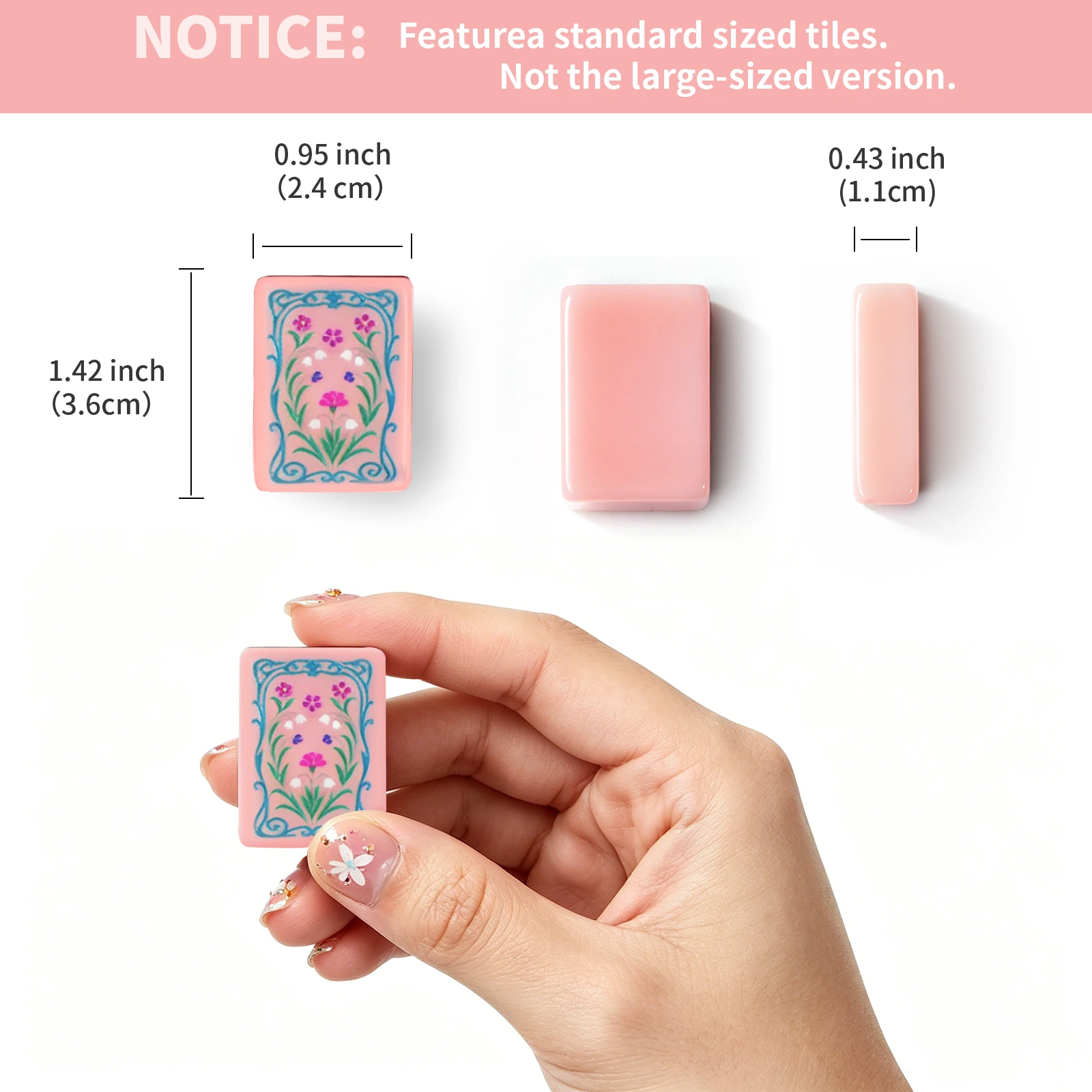 Fruit Pink Pricklypear Acrylic Mahjong Tile – Size Comparison Fruit Pink Pricklypear Mahjong Tile Size Comparison Notice