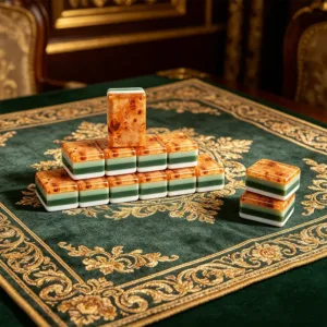 Wood Grain Inner Print Mahjong Tiles on Table