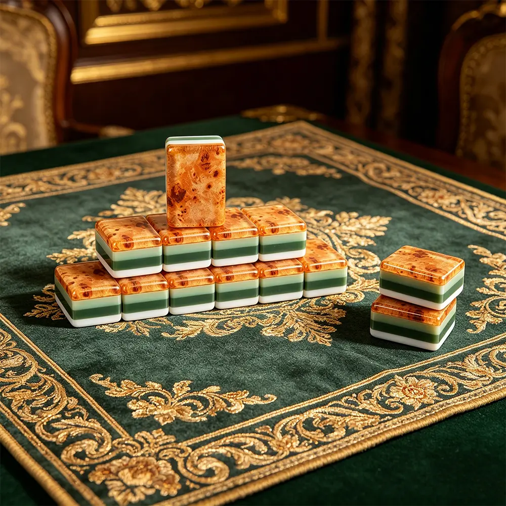 Wood Grain Inner Print Mahjong Tiles on Table