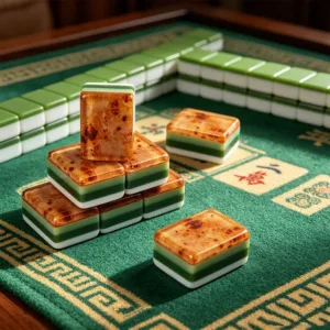 Wood Grain Inner Print Mahjong Tiles Stacked Display