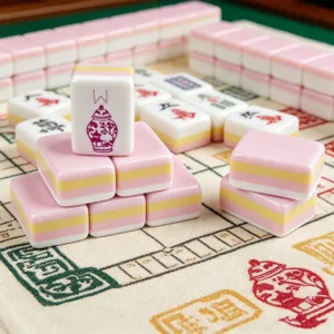 Product image showing the Light Purple Acrylic Mahjong tiles laid out on a table, highlighting the soft lavender tone and tile craftsmanship.