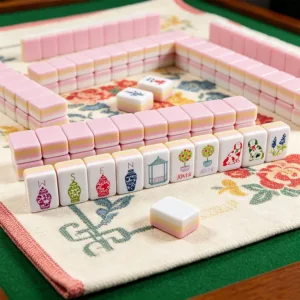 Light Purple Mahjong Tiles Table Display