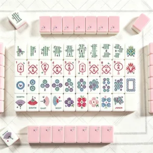 Pink Inner Printed Butterfly Mahjong Tiles Full Set Grid