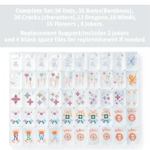 Pearl Shell Mahjong Tile Complete Set Display with Durability Notice