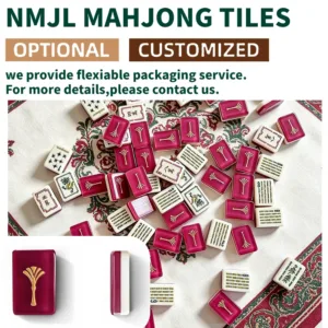 Custom Mahjong tile packaging service with Red Vermeil acrylic Mahjong set design