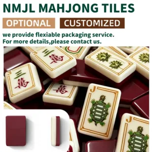 Custom Burgundy Trail Acrylic Mahjong Tile Set with packaging and customization options