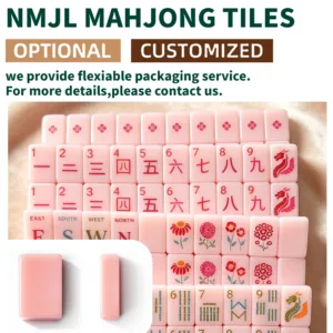 Pink Summer Double-Carved Acrylic Mahjong Tiles - Close-up Quality Details