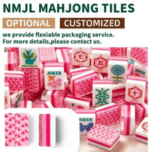 Pink Floral Bloom Four-Layer Carved Mahjong Tiles - Customization Service