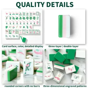 Three-Layer Green Pink Acrylic Mahjong Tile Quality Details