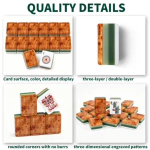 Wood Grain Inner Print Acrylic Mahjong Tile Quality Details