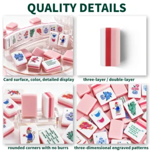 Pink Monkey Acrylic Mahjong Tile Quality Details