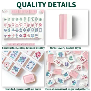 Pink Inner Printed Butterfly Acrylic Mahjong Tile Quality Details