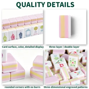 Light Pink Acrylic Mahjong Tile Quality Details