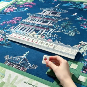 Pearl White Acrylic Mahjong Tile Rack in Use
