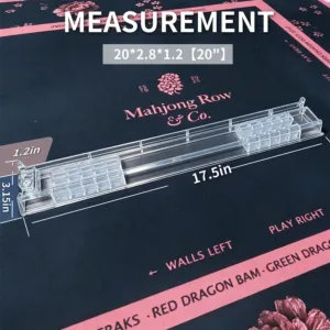 Clear acrylic Mahjong tile rack dimensions in 17.5-inch and 20-inch sizes