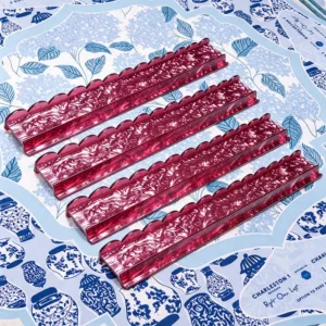 Set of Four Pearl Red Acrylic Mahjong Tile Racks