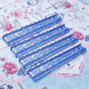 Set of Four Blue Marble Acrylic Mahjong Tile Racks
