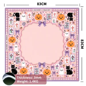 Pink Neoprene Mahjong Table Mat Size 83 × 83 cm, 3 mm Thick
